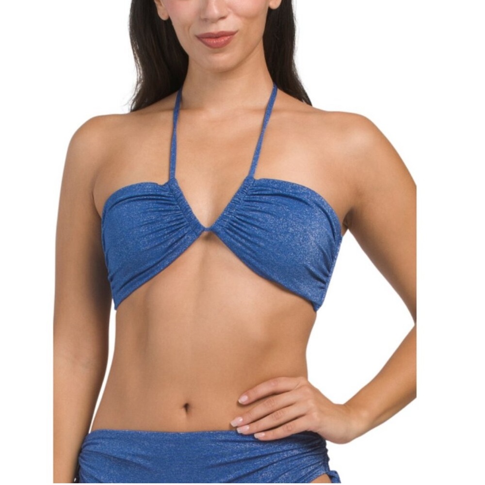 MILLY Blue Shimmer Halter Bikini Top